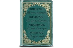 WHLBHG Encouragement Gift Inspirational Leather Journal Appreciate Gift Graduation Lined Journal Notebook Behind You, All Your Memories Notebook (Behind you-Green)