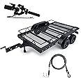 AMK Metal 1/10 Scale RC Trailer for Hauling Behind Cars with Truck Hitch and Receiver Towing Strap Builer Kit for Axial SCX10 90046 TRX4 TRX6 Gen7 Gen8 Gift