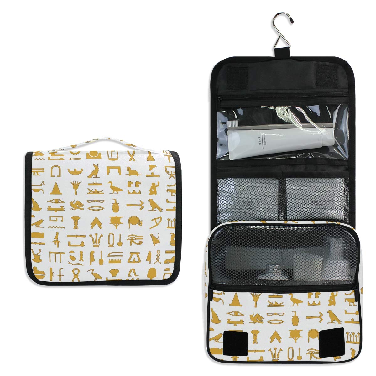 SLHFPX Hanging Toiletry Bag Ancient Egypt Egyptian Travel Organizer for Makeup and Toiletries for Men Women,Hang Case for Cosmetics and Toilet Accessories with Metal Swivel Hook