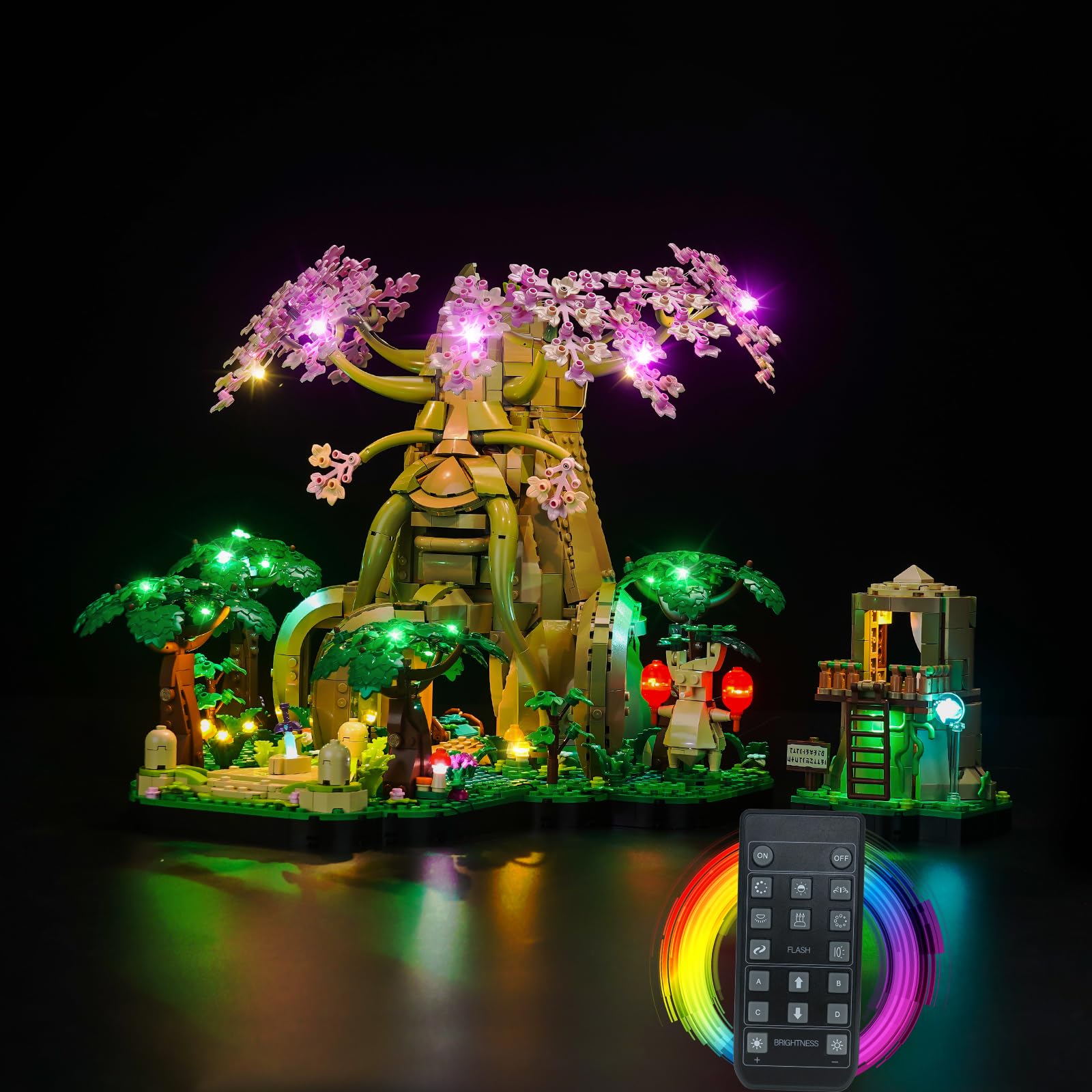 LocoLee RC Led Light Set Compatible with Lego Great Deku Tree 2-in-1 Led Decoration Lighting Kit Compatible with Lego 77092 (Pink) Building Blocks Model,Only Lights Set,No Model — image 1