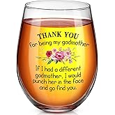 Patelai Thank You for Being My Godmother Wine Glass Mother's Day Valentine's Day Birthday Gift 17 oz Godmother Announcement Wine Glass from Godchild for Dear Mommy