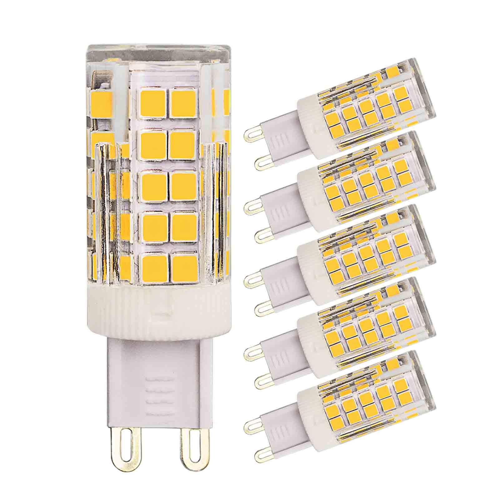 MJIUZHOU 5 Pack G9 LED Light Bulbs Dimmable 4W Equivalent to 40W 30W 35W Halogen Warm White 3000k 400 Lumen 220V 360° Beam Angle JCD Energy Saving G9 Bi-Pin Base Bulb