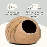 MEOWFIA Cat Cave Premium Felt Cat Bed Merino Wool Beige Large view 3