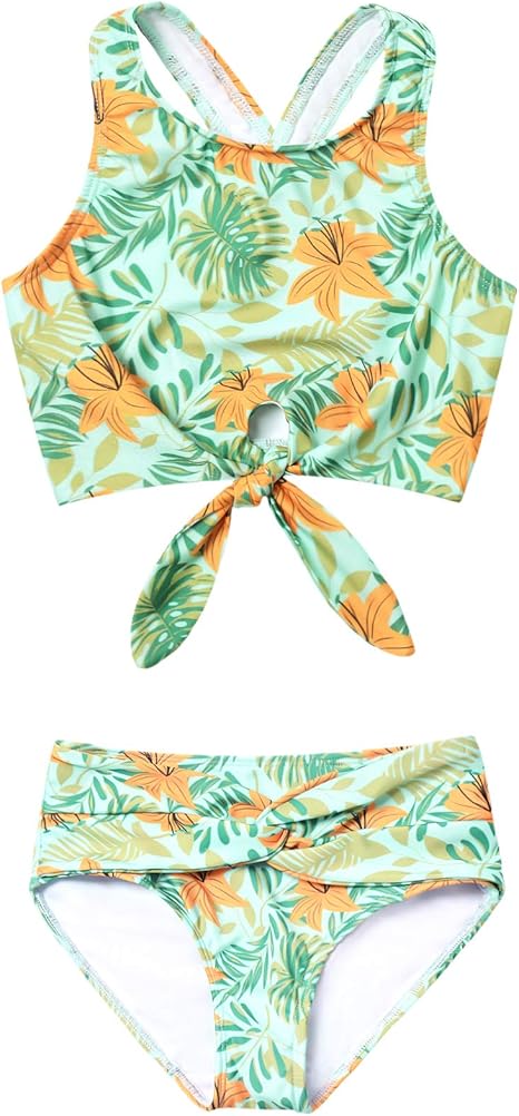 Mirwise - Traje de baño para niña (2 piezas, 4 a 13 años), anaranjado