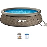 Funsicle Quickset Designer 12' x 36" Round Above Ground Swimming Pool, with FiltraBoost 800 GPH Filter Pump, Type D Filter Cartridge &amp; Repair Patch, Triple Basketweave Print