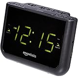 AmazonBasics FM Dual Alarm Digital Clock Radio with USB Charging Port, LED Display