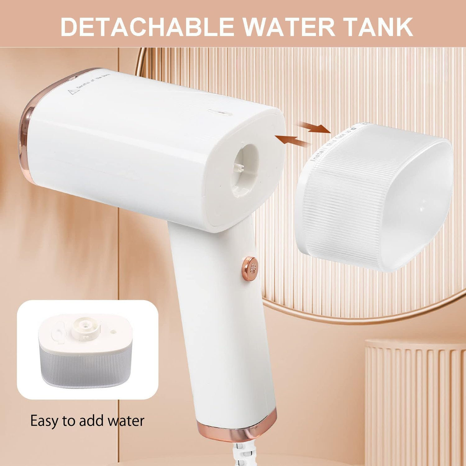 IVYARD Handheld Clothes Steamer, Travel Steamer mini for Clothes, Garment Steamer for Clothes with 1000W Fast Heat Fabric Wrinkles Remove with Brush For Home Business Trip, middle, White