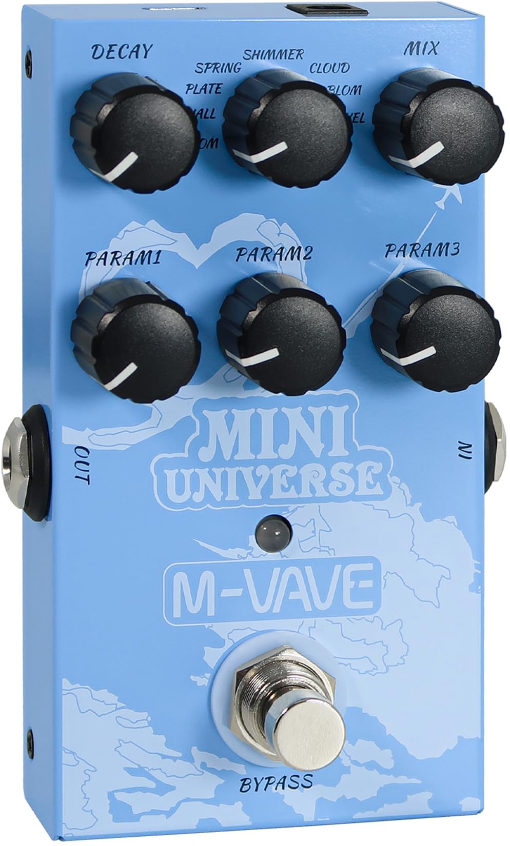 M-VAVE PD38 MINI-UNIVERSE Guitar Reverb Effects Pedal with 9 Reverb Modes (Room/Hall/Plate/Spring/Shimmer/Cloud/Bloom/Swell/Lofi) USB Type C and DC 9V Power Supply