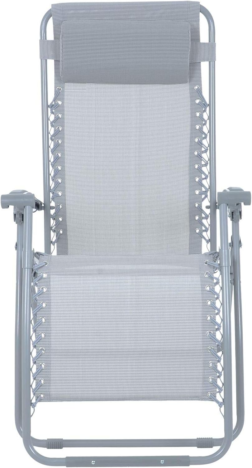 Azuma Garden Chair Silver Grey Texteline Zero Gravity Recliner Seat For