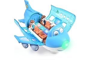 Tuko Light Up Cargo Airplane Car Toy Play Set for 3+ Years Old Boys and Girls Gift