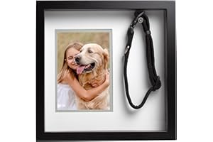 Pearhead Pet Collar Keepsake Picture Frame, Pet Memorial Frame, Dog or Cat Keepsake Memory Frame, Pet Owner Gift, 4.5" x 6.5" Photo Insert, Black, 1 Count (Pack of 1)