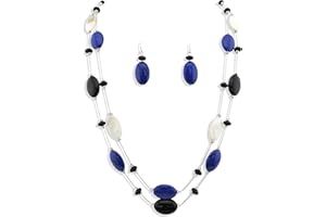 Firstmeet 2 Layer Statement red and black Beads Long Necklace