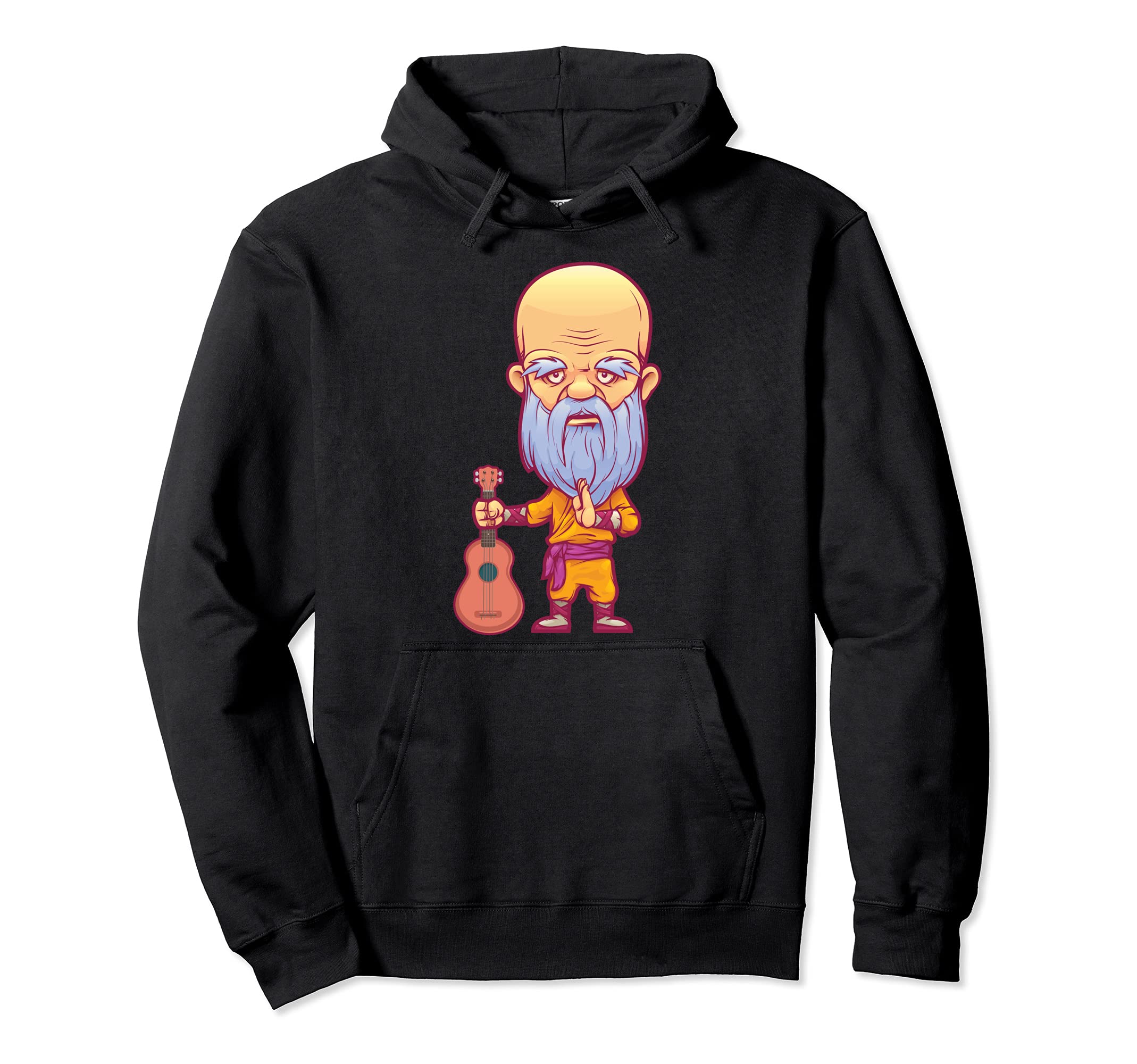 Monk Aloha Musician Hawaii Guitar Uke Hawaiian Acoustic Pullover Hoodie