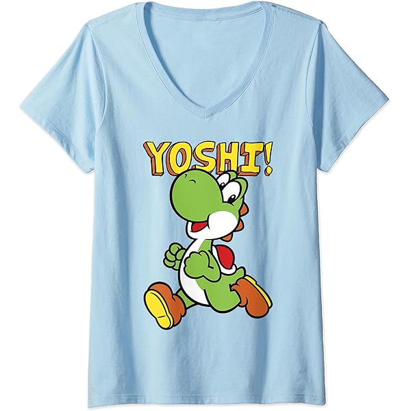 Amazon.com: Nintendo Super Mario Yoshi Intro Jump V-Neck T