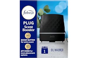 Febreze Plug Scent Booster in Black, Continuous Scent Device Oil Diffuser, Compatible with Febreze Air Freshener Plug in Refills, Giftable for Holidays