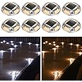 AGPTEK Solar Driveway Lights Outdoor 8 Pack, 2 Color Modes LED Deck Dock Marine Waterproof Driveway Marker Lights for Step Sidewalk Stair Garden Pathway Walkway Yard (Warm White/Cool White)