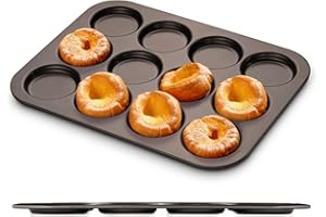 Wrenbury Toughened Yorkshire Pudding Pan 12 Hole - Yorkshire Pudding Tin British Yorkshires - Yorkshire Pudding Baking Pan Non Stick Heavy PFOA PTFE Food Safe Carbon Steel