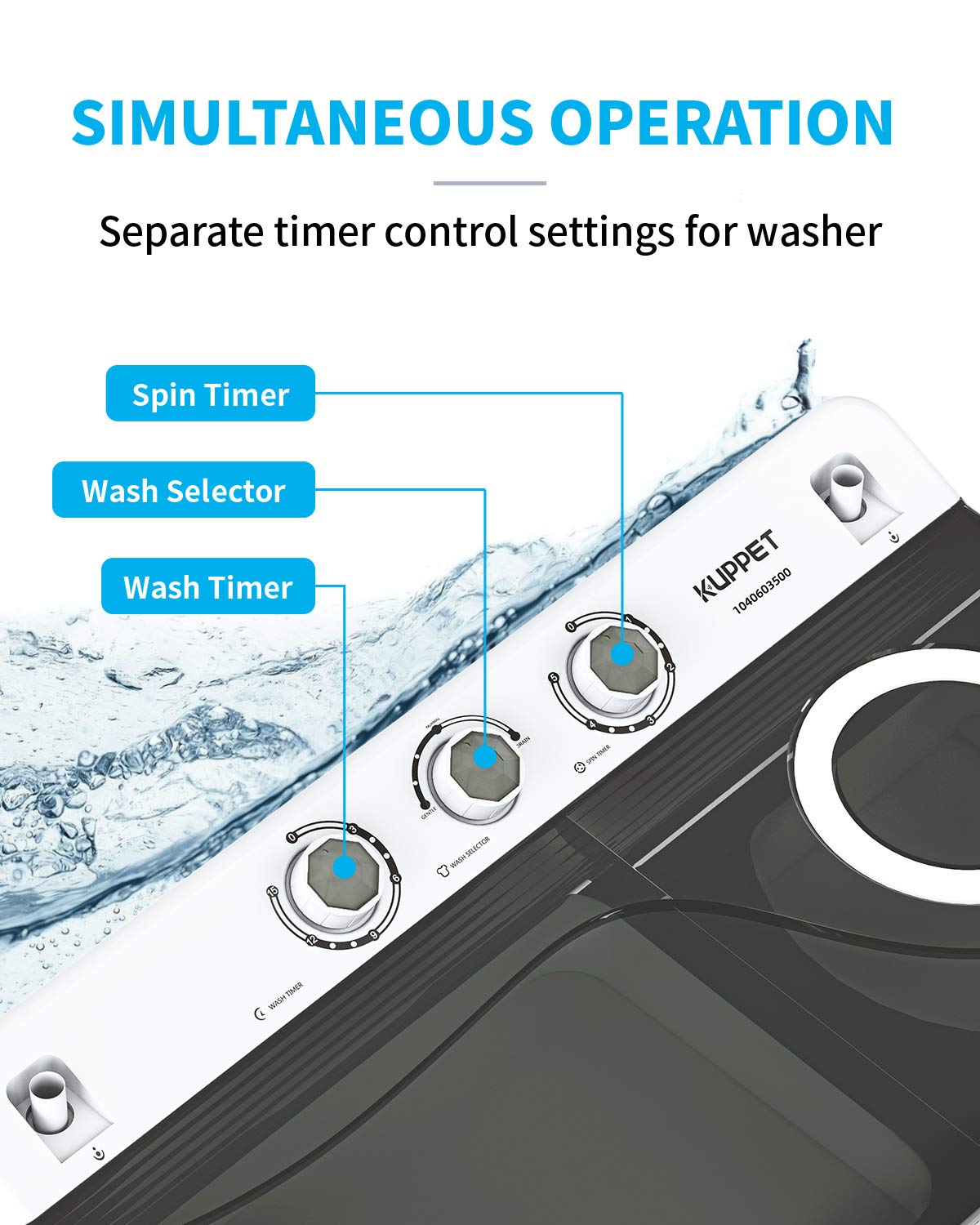 KUPPET Compact Twin Tub Portable Mini Washing Machine 26lbs Capacity