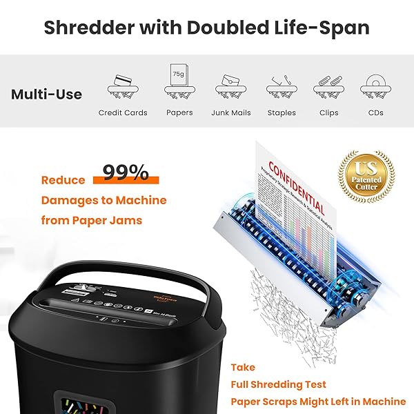 VIDATECO PAPER SHREDDER 14-SHEET CROSS-CUT SHREDDER WITH US PATENTED CUTTER,ALSO SHREDS CARD/CD,HEAVY DUTY PAPER SHREDDING MACHINE FOR HOME OFFICE,FAST WITH JAM PROOF SYSTEM,6.6-GALLON BASKET (ETL)