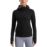 CRZ YOGA Womens Fleece Full Zip Hoodie Jackets Workout Hooded Zipper Basic Casual Sweatshirts with Thumb Holes