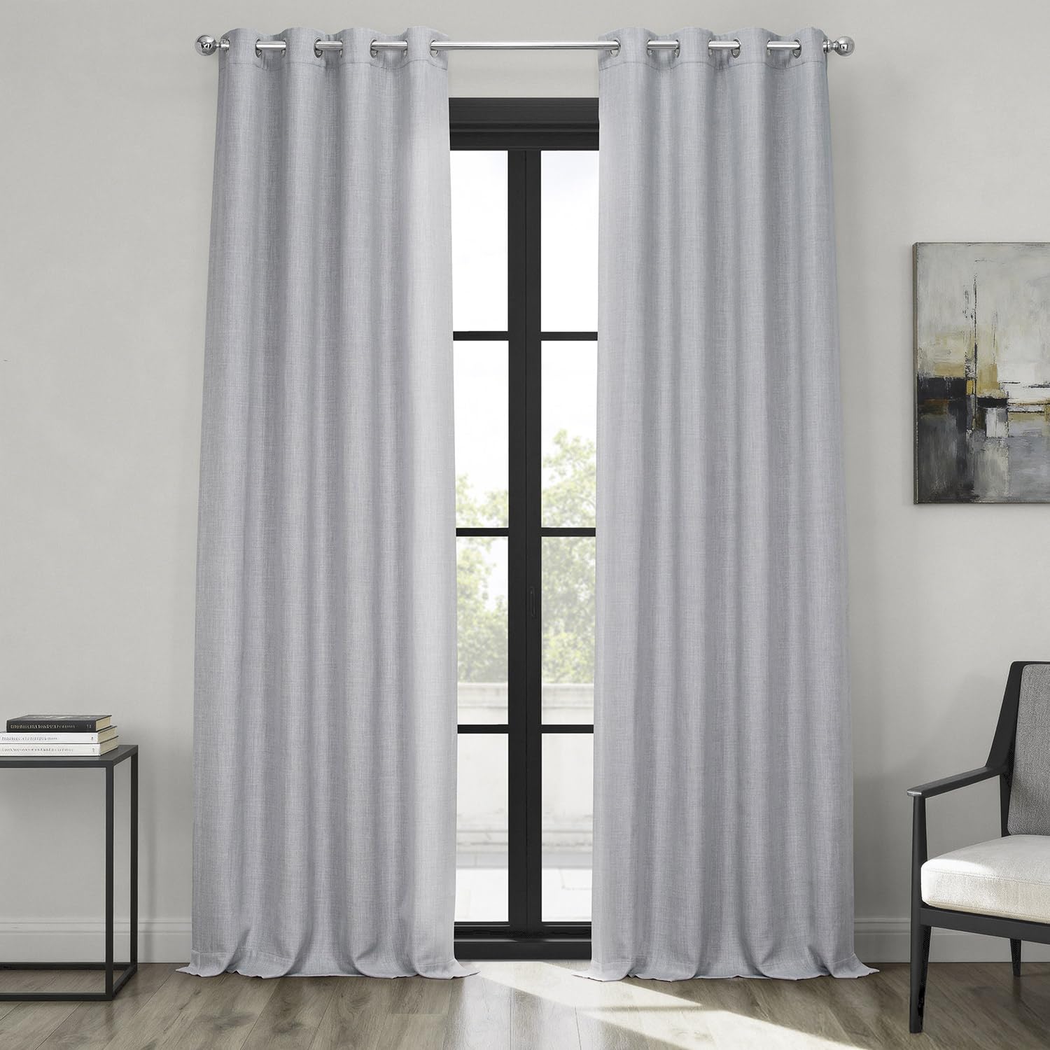 HPD Half Price Drapes Grommet Linen Curtains 96 Inches Long Room Darkening Curtains for Bedroom & Living Room (1 Panel), 50W x 96L, Heather Grey — image 1