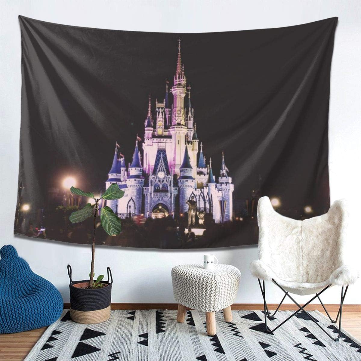 Amazon Co Jp Yongenee ディズニーワールドの景色 シンデレラ城 インテリア タペストリー グッズ 壁掛 壁飾り リビングルーム ベッドルーム 部屋 おしゃれ飾り152cm 0cm ホーム キッチン