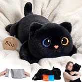 Mewaii Weighted Stuffed Animals Black Cat Plush, Heatable Coolable, 2-5lbs | Adjustable Comfort, Microwaveable Removable Inner Pad, Machine Washable Cover, Cozy Gift for Adults &amp; Kids, 23in