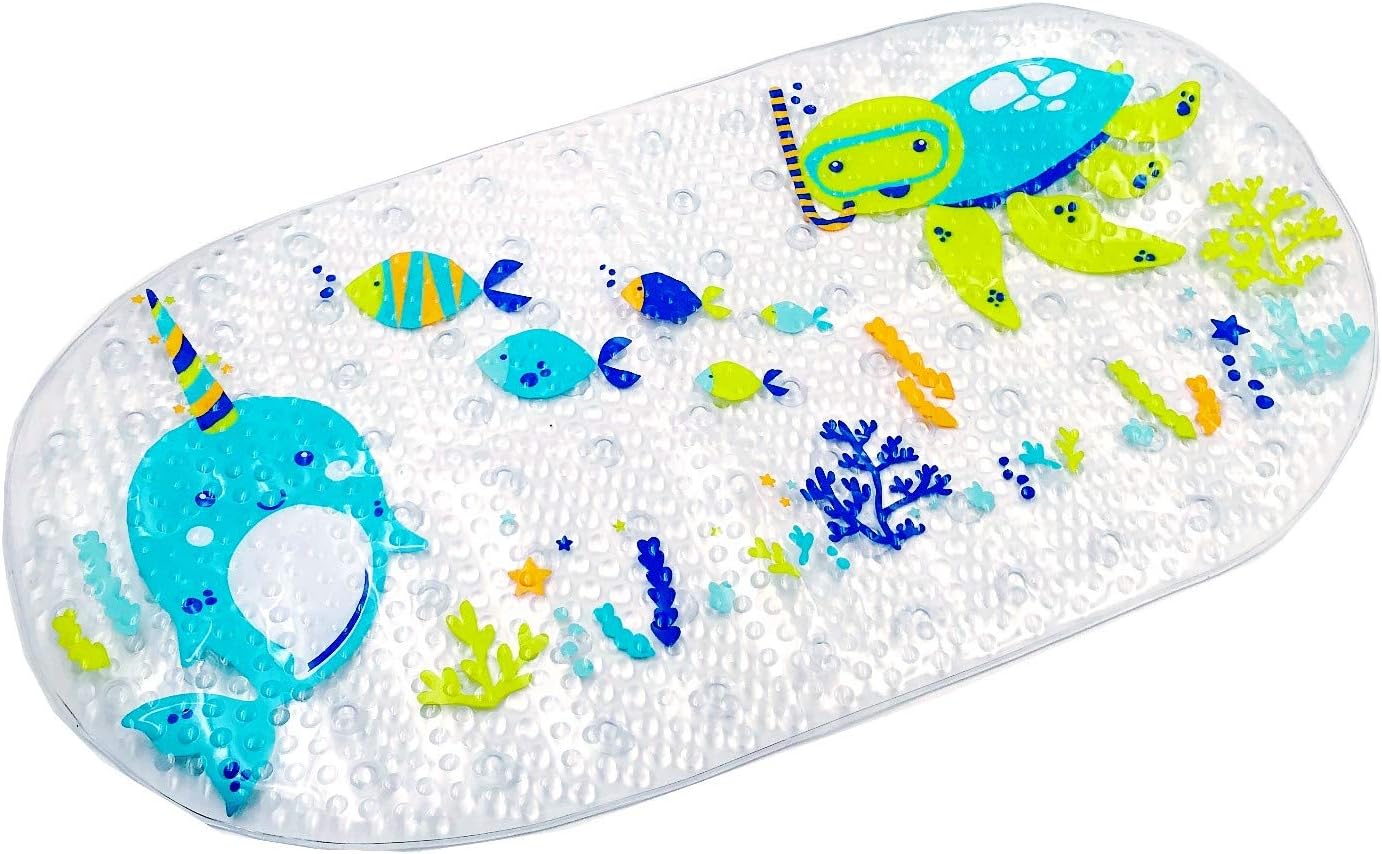 Tappetino Antiscivolo Per Vasca Bambini 38x70cm - Silicone Con Ventose, Design Pesci E Tartarughe - Foto 4