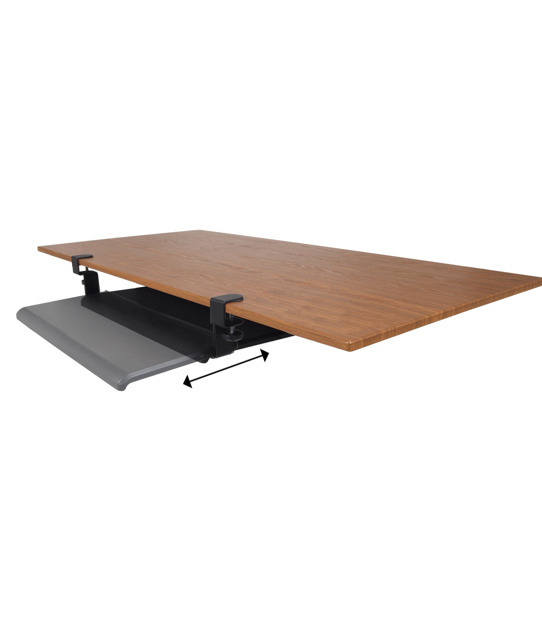 Clamp On, Sliding Desk Keyboard Tray, 27" W x 12" D Surface, 32" W with