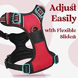 rabbitgoo Dog Harness Medium with Neck Release Buckle Front Back Clips Red M view 6