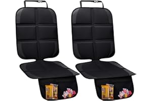 NEWFOM Car Seat Protector, 2 Pack Baby CarSeat Protector with Mesh Pockets & Non-Slip Backing 600D Durable Seat Cover Under Baby Child Car Seat, (Black, Standard)