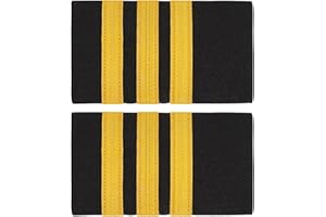 BENECREAT 2Pcs Professional Pilot Uniform Epaulets, Epaulets with Three Gold Stripes Captain Shoulder Boards for Pilots Insig