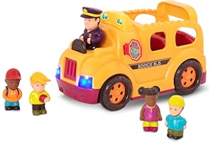 B. toys – Interactive Yellow School Bus Toy with Lights, Sounds & Dancing Passengers – Educational Vehicle Playset for Toddlers & Kids with 5 Figures – Auto – Off Battery Feature, Ages 18+ Months
