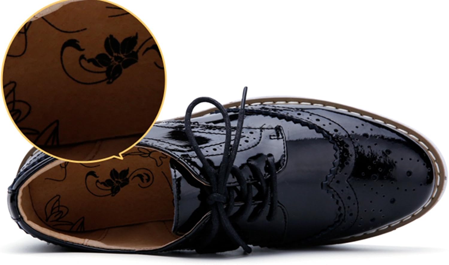  | DADAWEN Women's Platform Lace-Up Wingtips Square Toe Oxfords Shoe | Oxfords