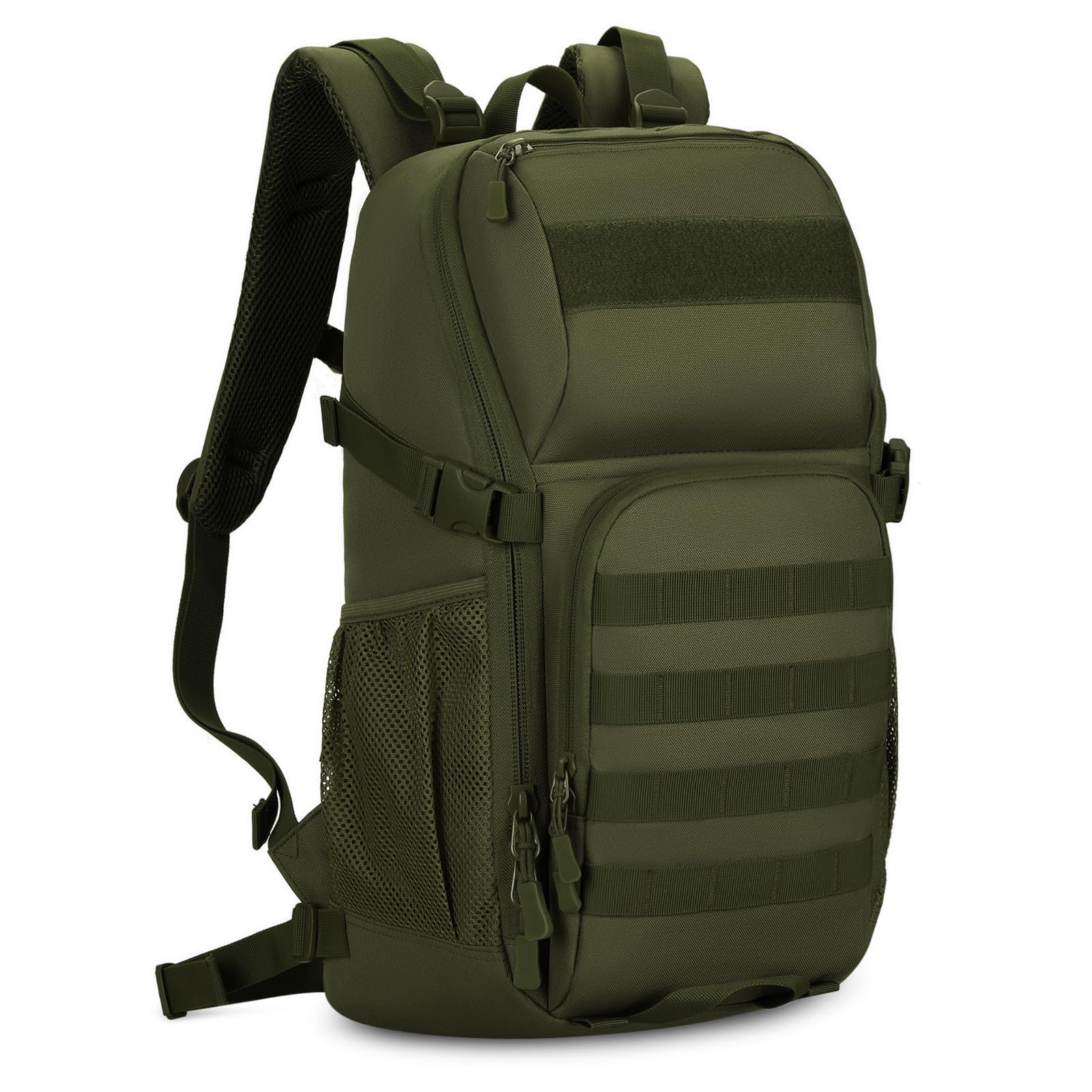 Huntvp Military Backpack 25L, Tactical Rucksack Mens Backpacks Travel Ruck sacks Adult Men, Molle Assault Pack Rucksacks Laptop Backpacks for Hiking Camping Trekking Hunting Traveling (Army Green-25L)