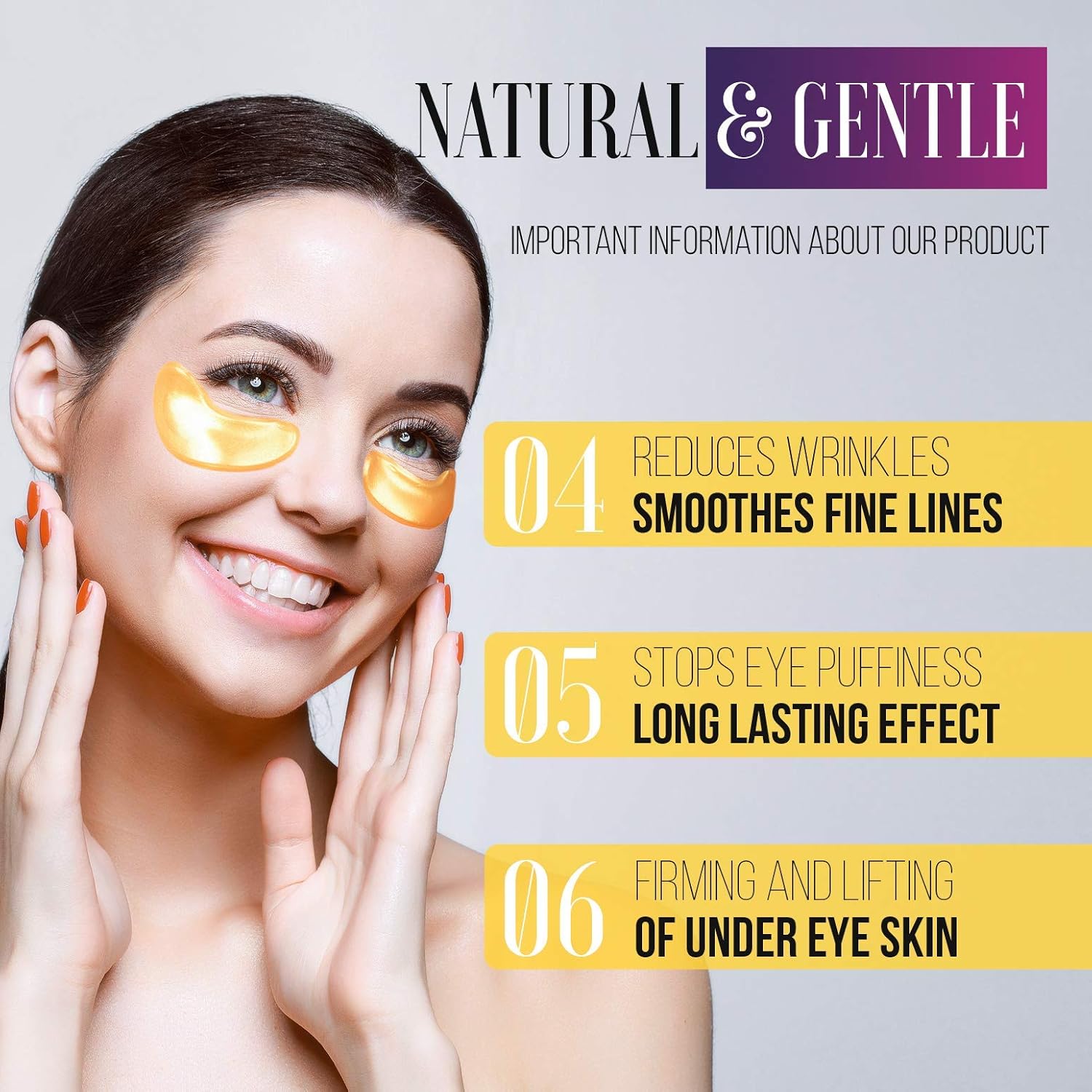 Under Eye Patches - 24K Gold Under Eye Mask Anti-Aging Hyaluronic Acid Collagen Under Eye Pads Reducing Dark Circles & Wrinkles Treatment Gel Bags : Beauty