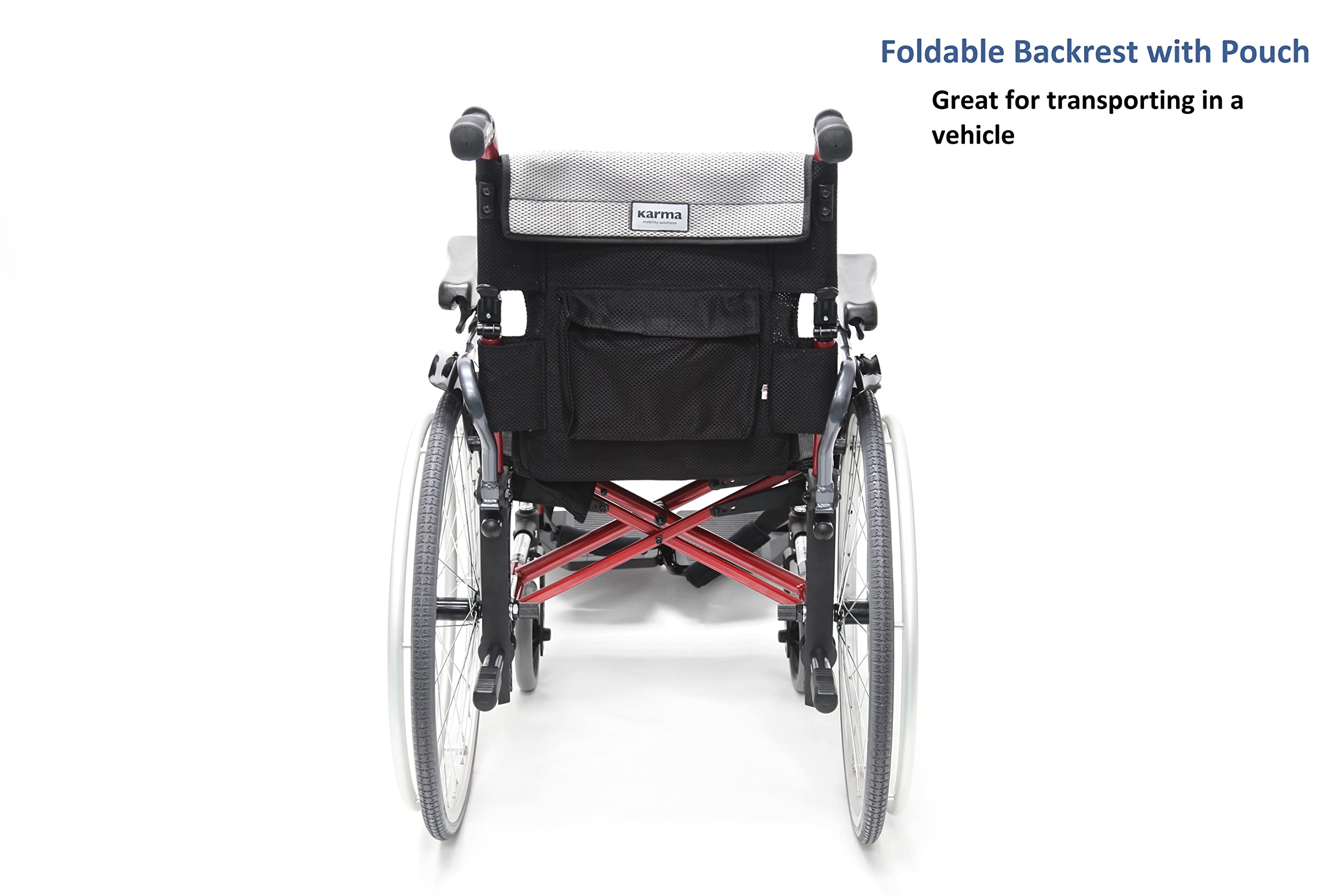 Karman Healthcare S-305 29 lbs Ultra Light Ergonomic Wheelchair with Removable Footrest and Quick Release Wheels Red Color (S-ERGO305Q18RS)