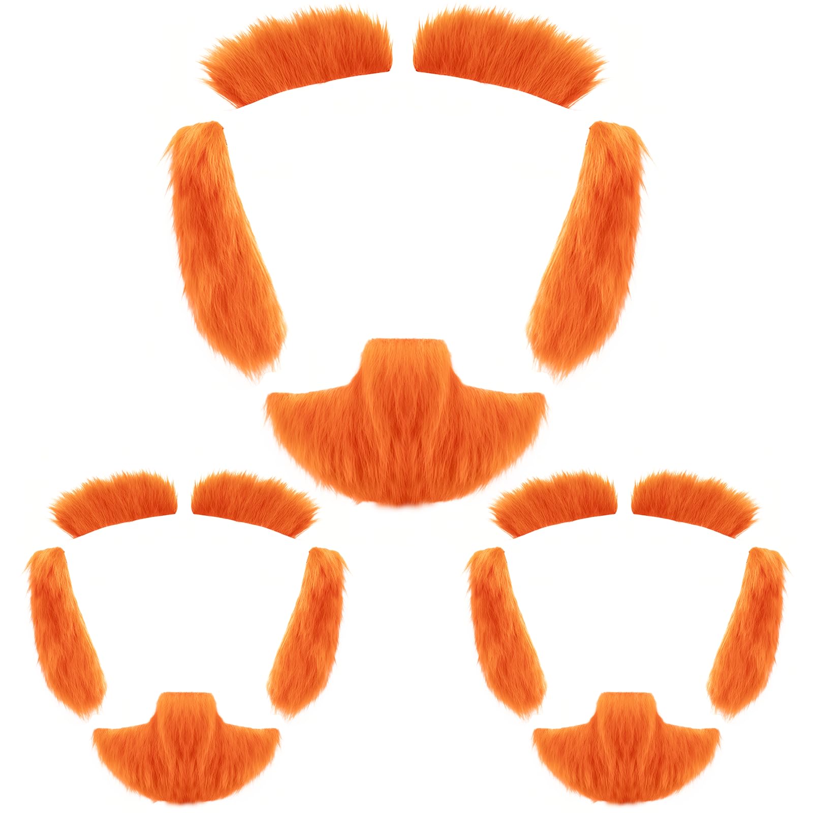 Miaija 3Set St Patrick's Day Ginger Leprechaun Beard Adult Deluxe Orange Eyebrows and Sideburns Irish Party Supplies for Fancy Dress Accessories