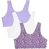 Fruit of The Loom Girls 3 Pack Cotton Built-up Stretch Sports Bra