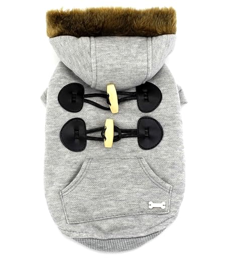 SMALLLEE LUCKY STORE Hörner Kapuzenjacke/Mantel mit Fleece für Kleine Hunde/Katzen,