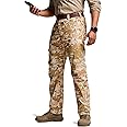 CQR Men's Utility Flex Cargo Pants, Classic-Fit Casual Stretch Work Pants, Water Resistant Lightweight Tactical Hiking Pants