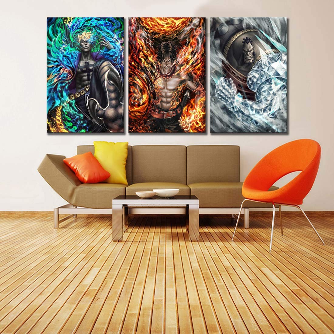 HSART Canvas Painting 3 Piece One Piece Marco Jozu HD Print Anime Character Poster Home Decor Wall A