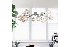 Weesalife Sputnik Chandelers Modern Crystal Pendant Light Chandelier 12 Lights Contemporary Chrome Branches Chandeliers Ceiling Light Fixtures for Dining Room Bedroom Living Room G9 Bulbs