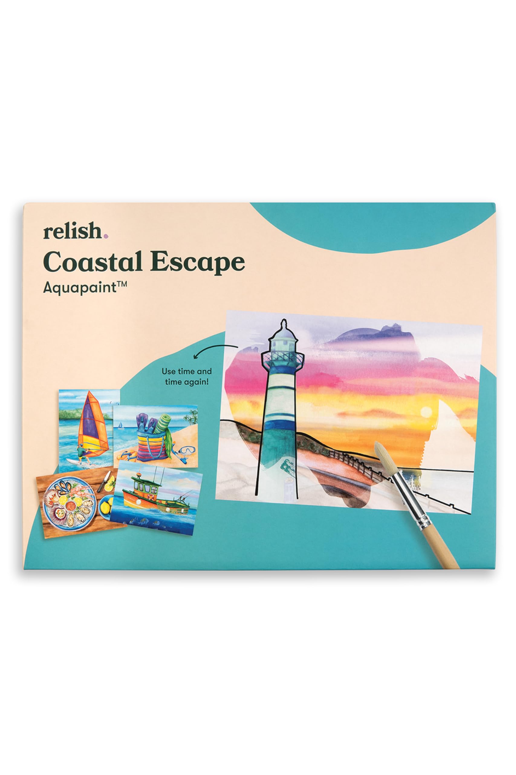 Relish - Dementia Aquapaints Activities - Pack of 5 Reusable Water Painting Toys, Coastal Escape, Alzheimer’s Products & Gifts for Elderly/Seniors