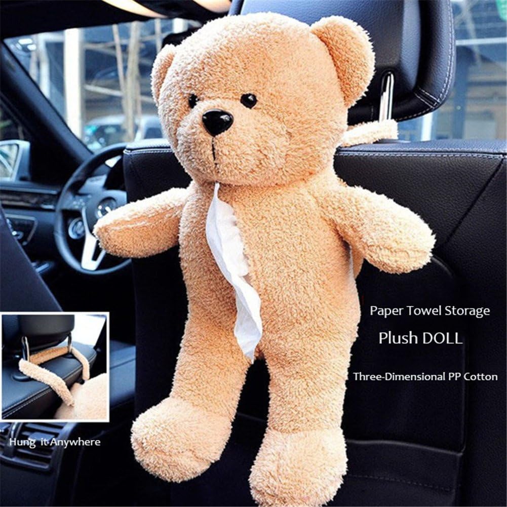 Amazon Com Peipei Cutting Board Cute Plush Bear Car Tissue Box Holder Cover Back Hanging Car Home Office Decor Khaki Home Kitchen