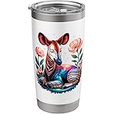 Space Flowers Okapi Forest Giraffe Stainless Steel Insulated Tumbler