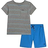 Volcom Toddler Boy Shorts Set - 2 Piece Short Sleeve Graphic Tees and Tech Stretch Shorts for Boys - Toddler Summer Clothes