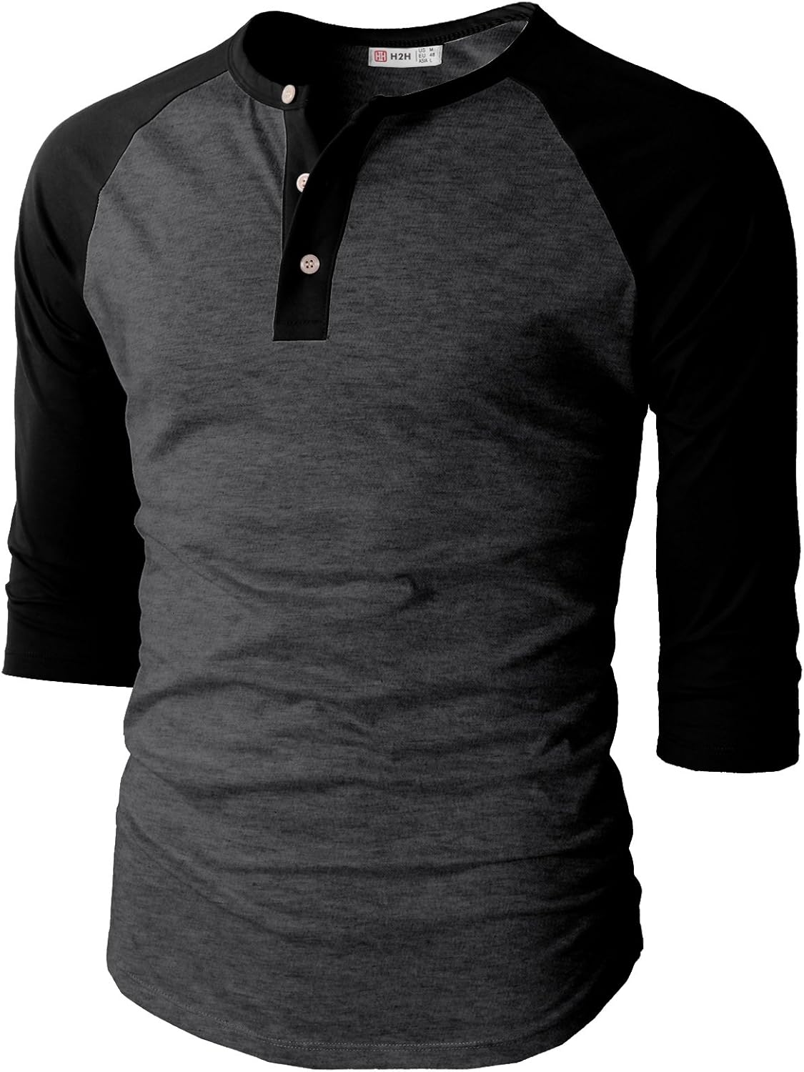 H2H Mens Casual Premium Slim Fit T-Shirts Henley Long & 3/4 Sleeve Summer Clothes at  Men’s Clothing store