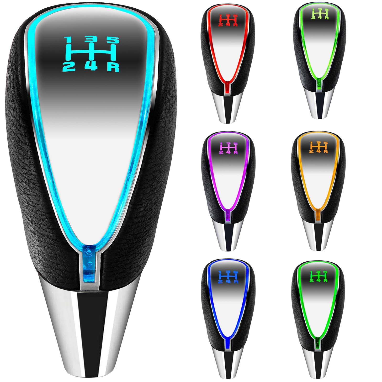 Semoss 7 Color Changing Touch Sensor Shift Knob LED 5 Speeds Universal Manual for 8mm 10mm 12mm Car SUV Truck Vans