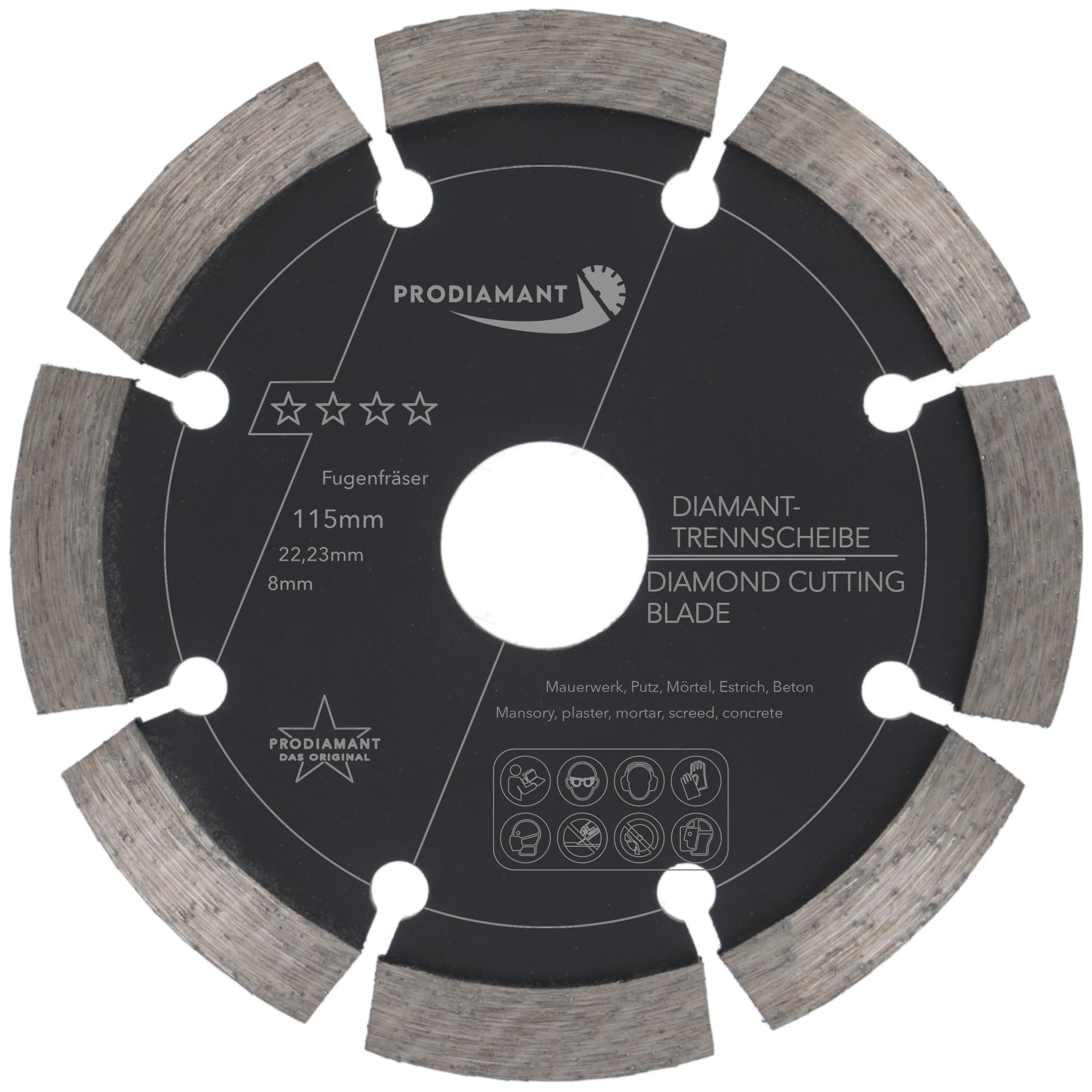 PRODIAMANT Joint cutter ø 4 1/2 inch 115 mm width 8mm for mortar concrete masonry and plaster 10mm diamond segment professional quality